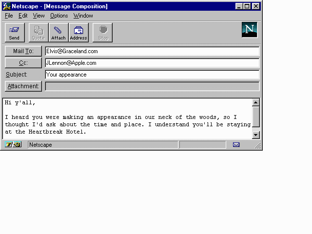 Pic of Netscape email message